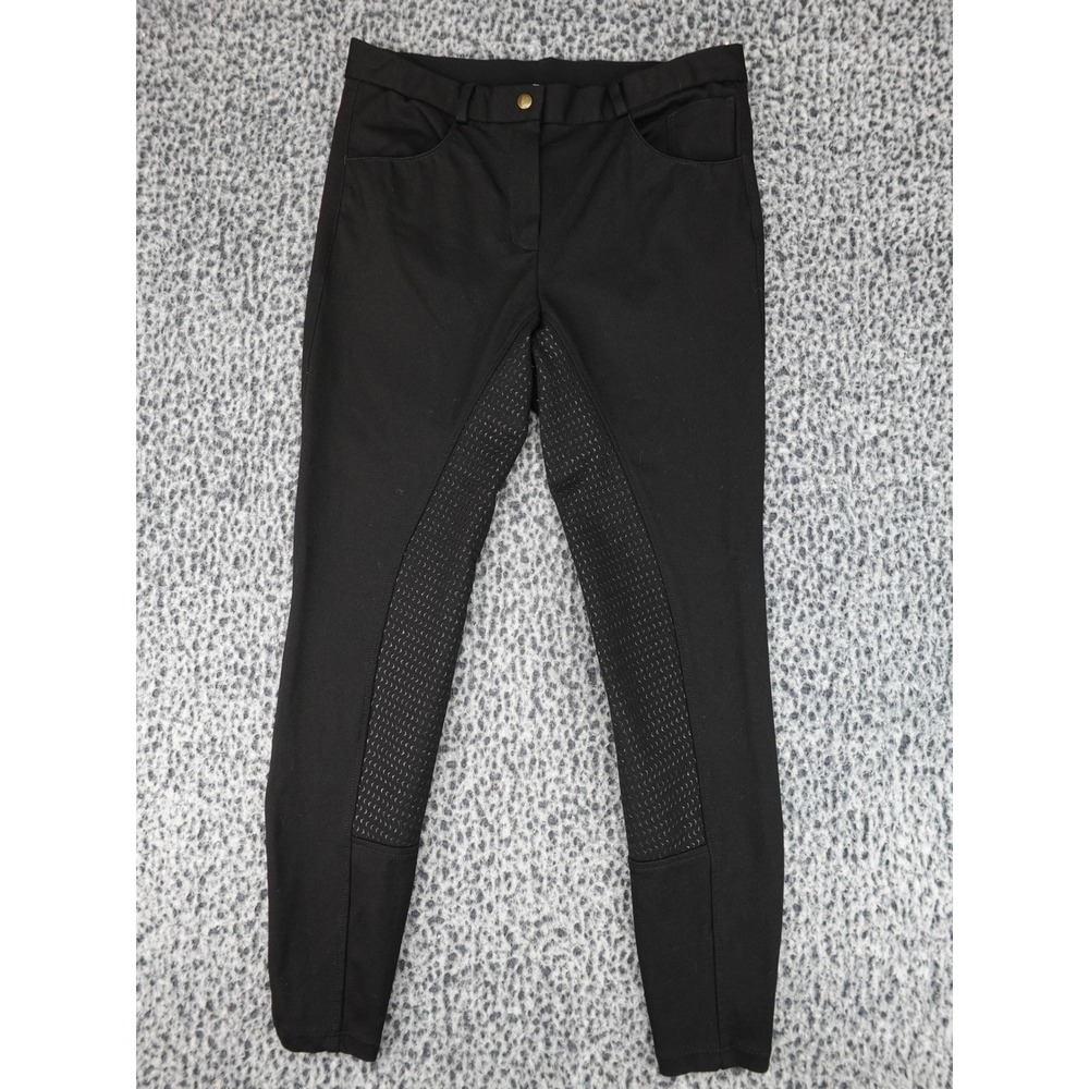 HR Farm Equestrian Breeches Women 34 Black Full Seat Silicone Grip Stretch